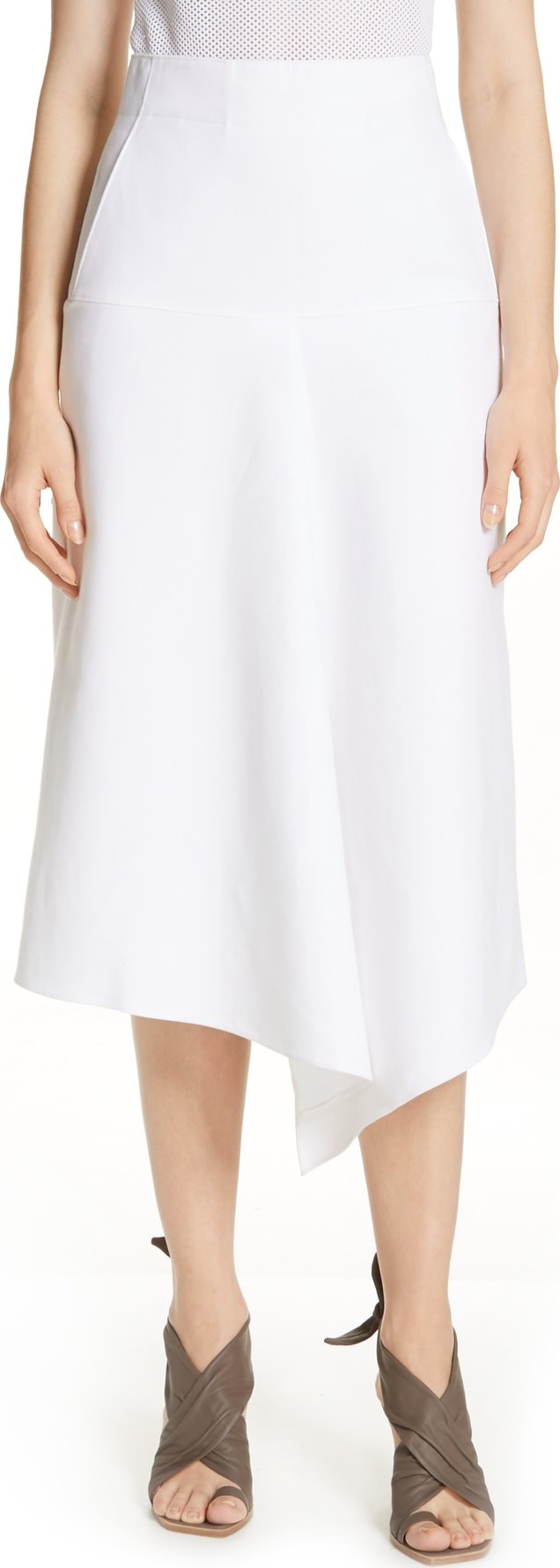 Tibi Compact Cotton Drape Skirt