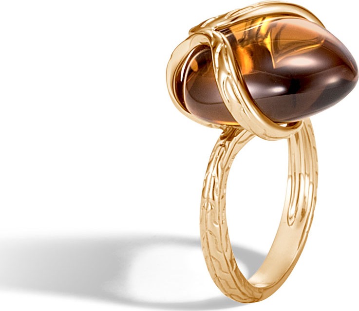 John Hardy 18k Classic Chain Quartz Ring, Size 7