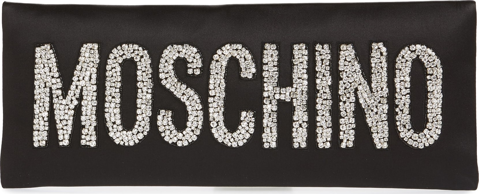 Moschino Crystal Embellished Logo Clutch