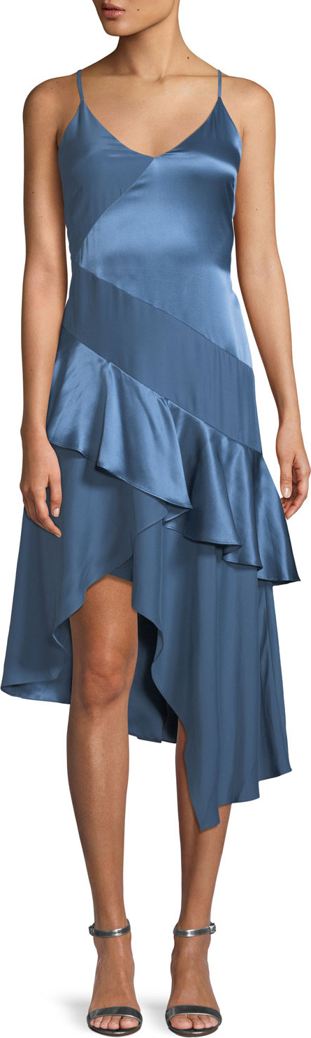 Parker Selma Sleeveless Silk Combo Ruffle Dress