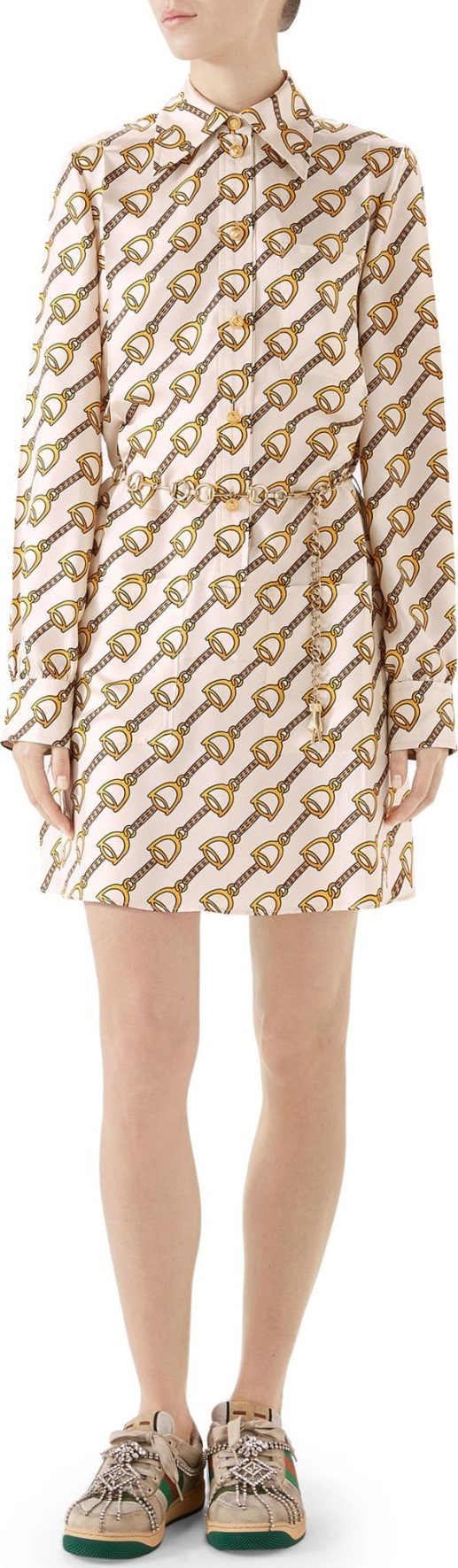 Gucci Stirrups Print Silk Twill Dress