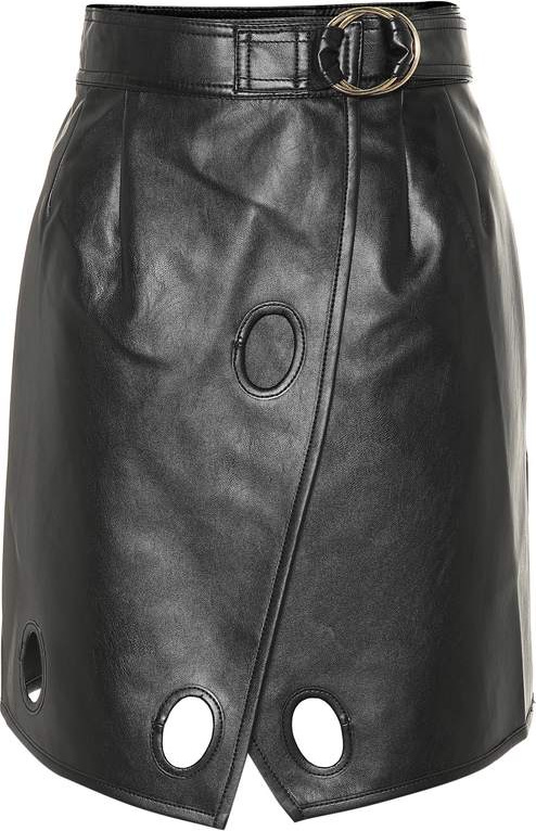Self Portrait Faux leather wrap skirt