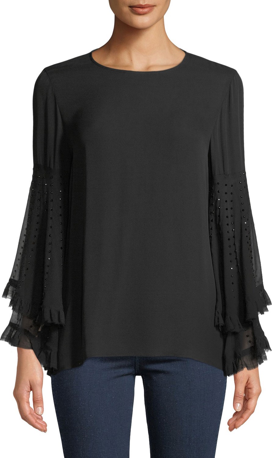 KOBI HALPERIN Ora Sequin-Sleeve Blouse