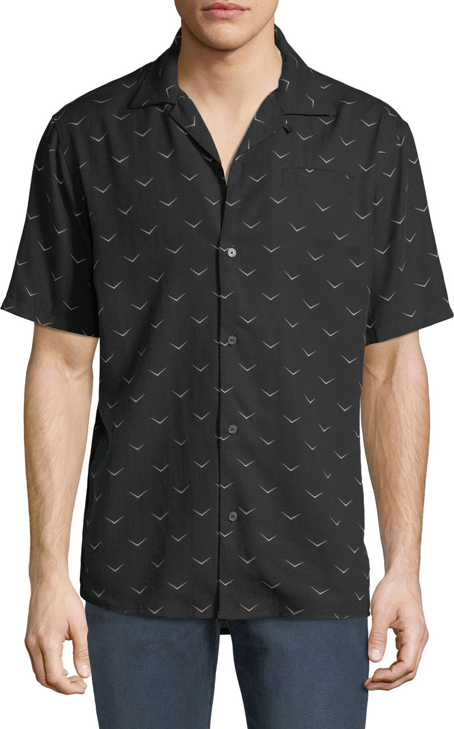 Hudson Men's Camp-Collar Printed Short-Sleeve Sport Shirt