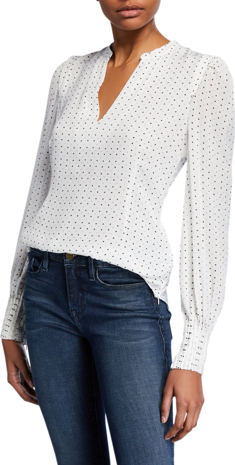 Joie Korina Dot-Print V-Neck Top
