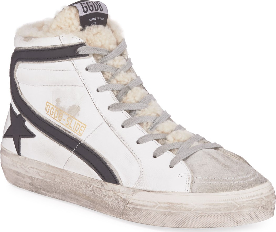 Golden Goose Deluxe Brand Slide Shearling-Lined High-Top Sneakers
