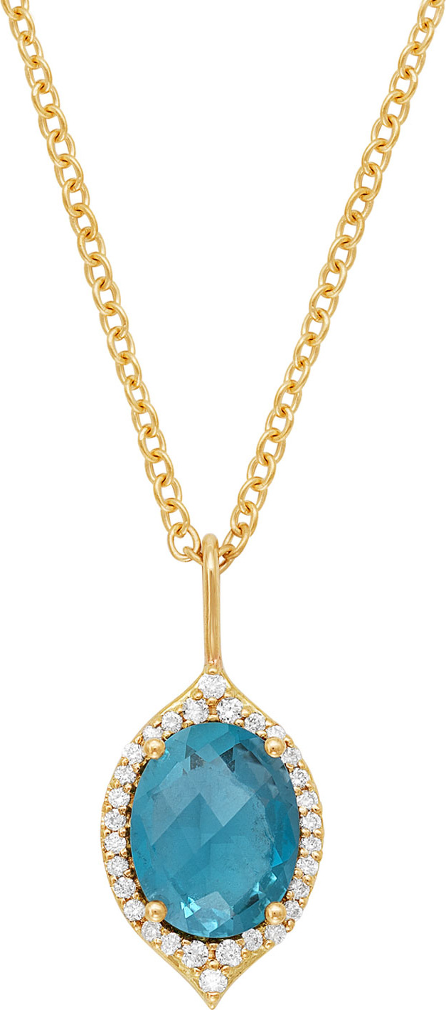 Jamie Wolf 18k Oval Aladdin Pave Necklace w/ Blue Topaz & Diamonds