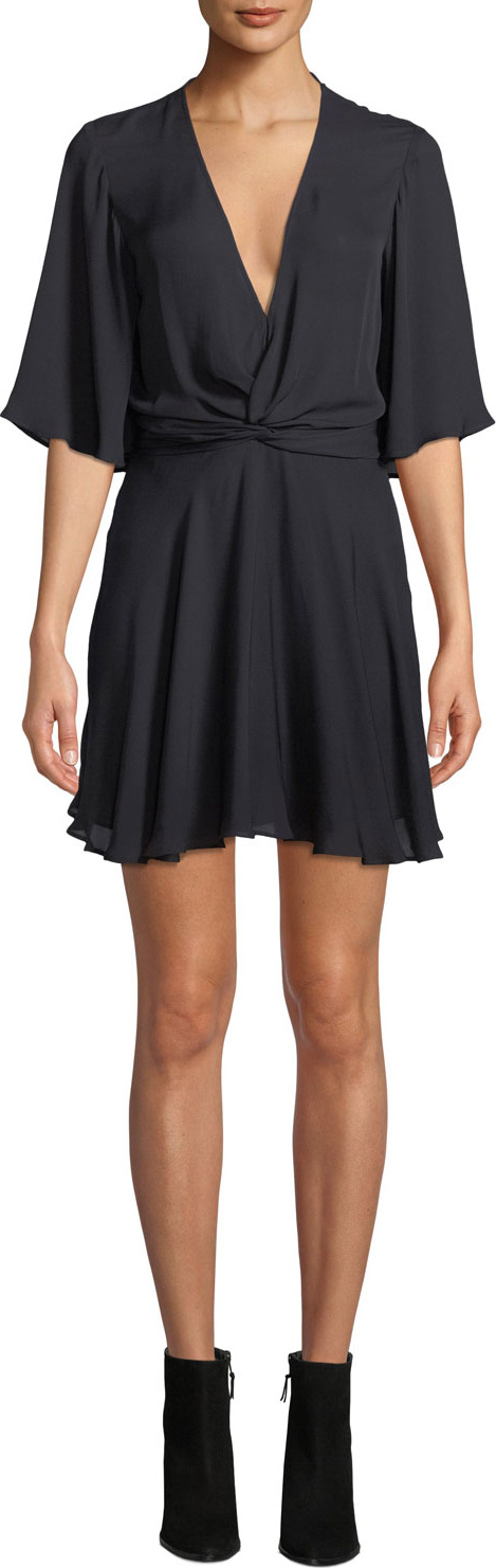 A.L.C. Ava Twist-Front Silk Mini Dress