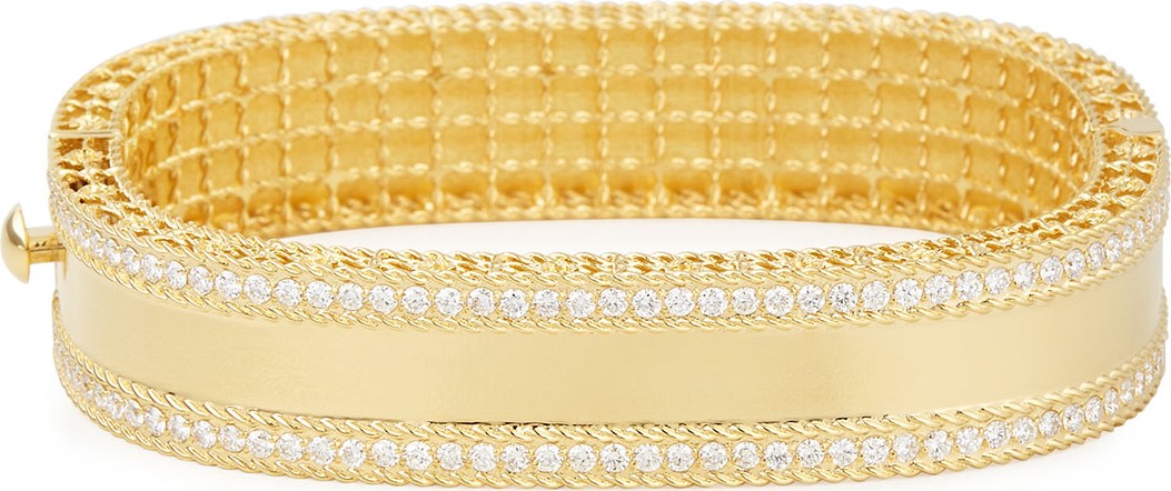 Roberto Coin Princess 18k Gold Bangle with Diamonds
