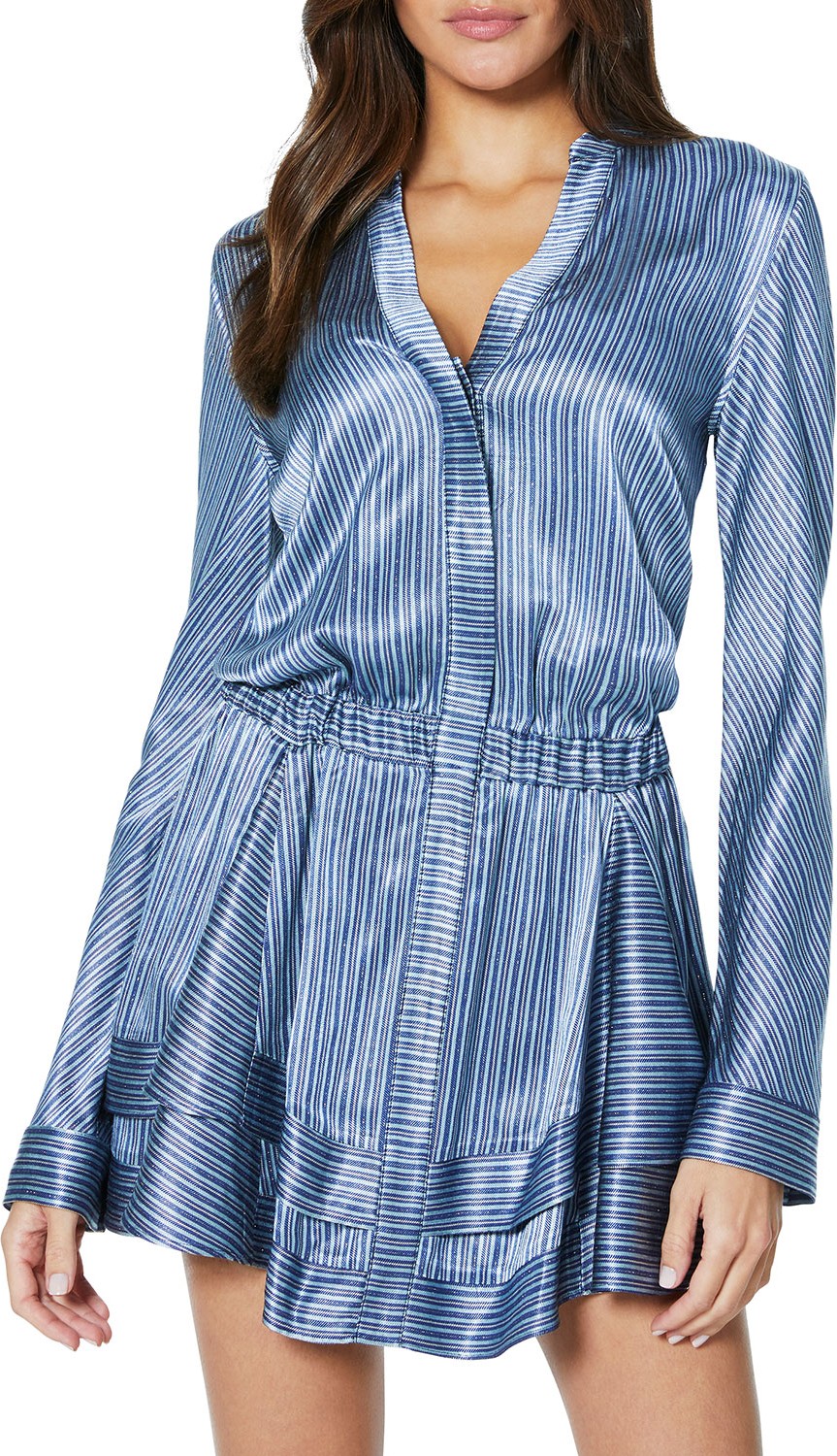 Ramy Brook Alanis Metallic Long-Sleeve Short Dress Ramy Brook Alanis Metallic Long-Sleeve Short Dress