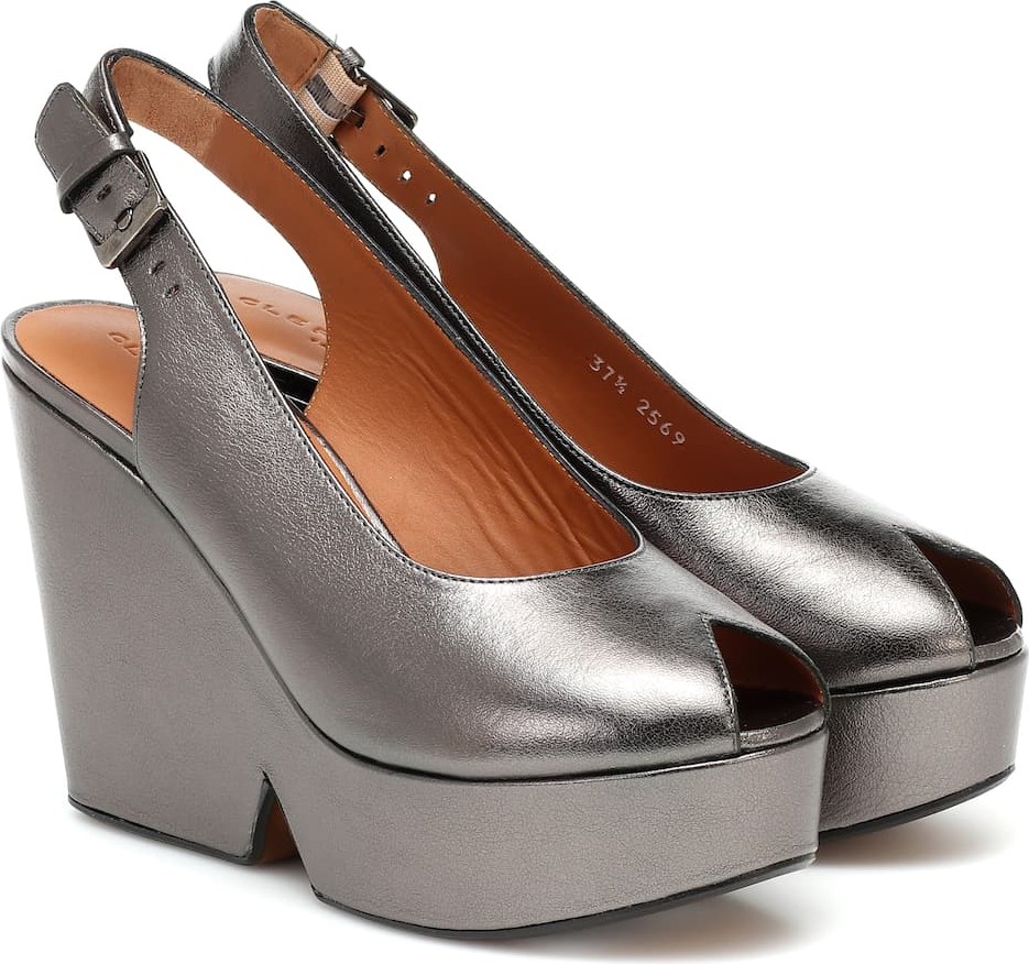 Robert Clergerie Dylan leather slingback platform pumps