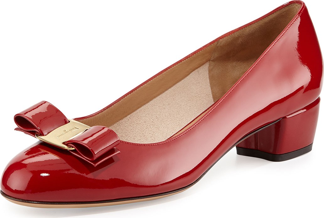 Salvatore Ferragamo Vara 1 Patent Bow Pumps, Red (Rosso)