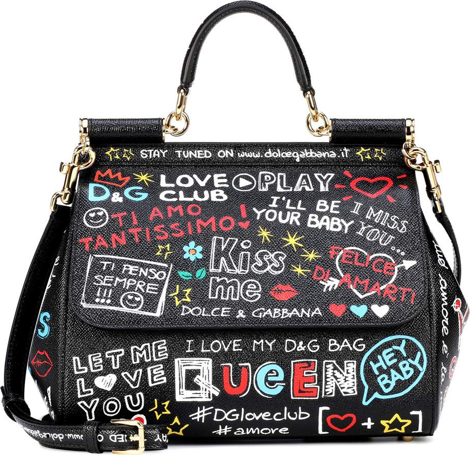 Dolce & Gabbana Sicily printed leather shoulder bag