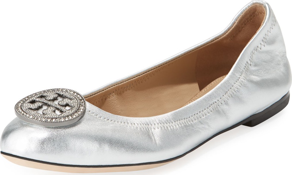 Tory Burch Liana Metallic Leather Ballet Flats