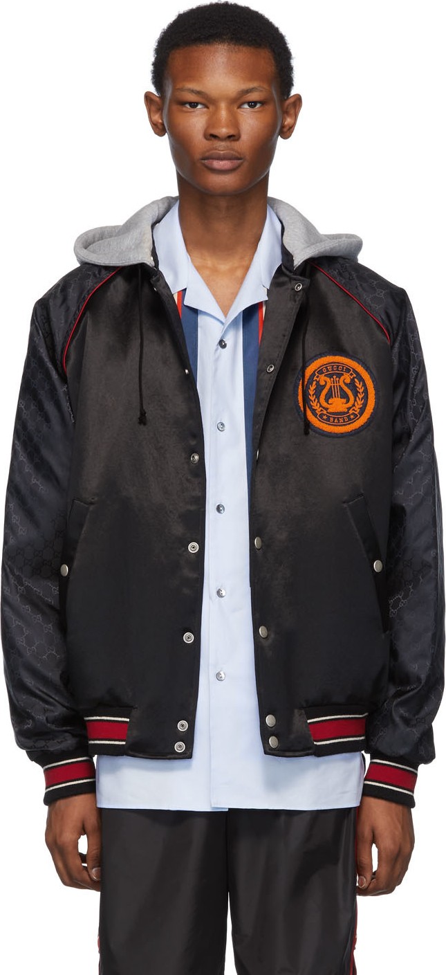 Gucci Black Hooded Bomber Jacket