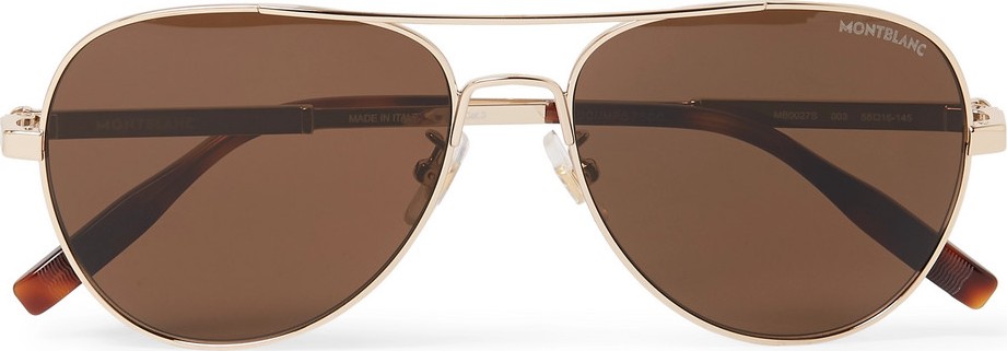 Montblanc Aviator-Style Gold-Tone Polarised Sunglasses