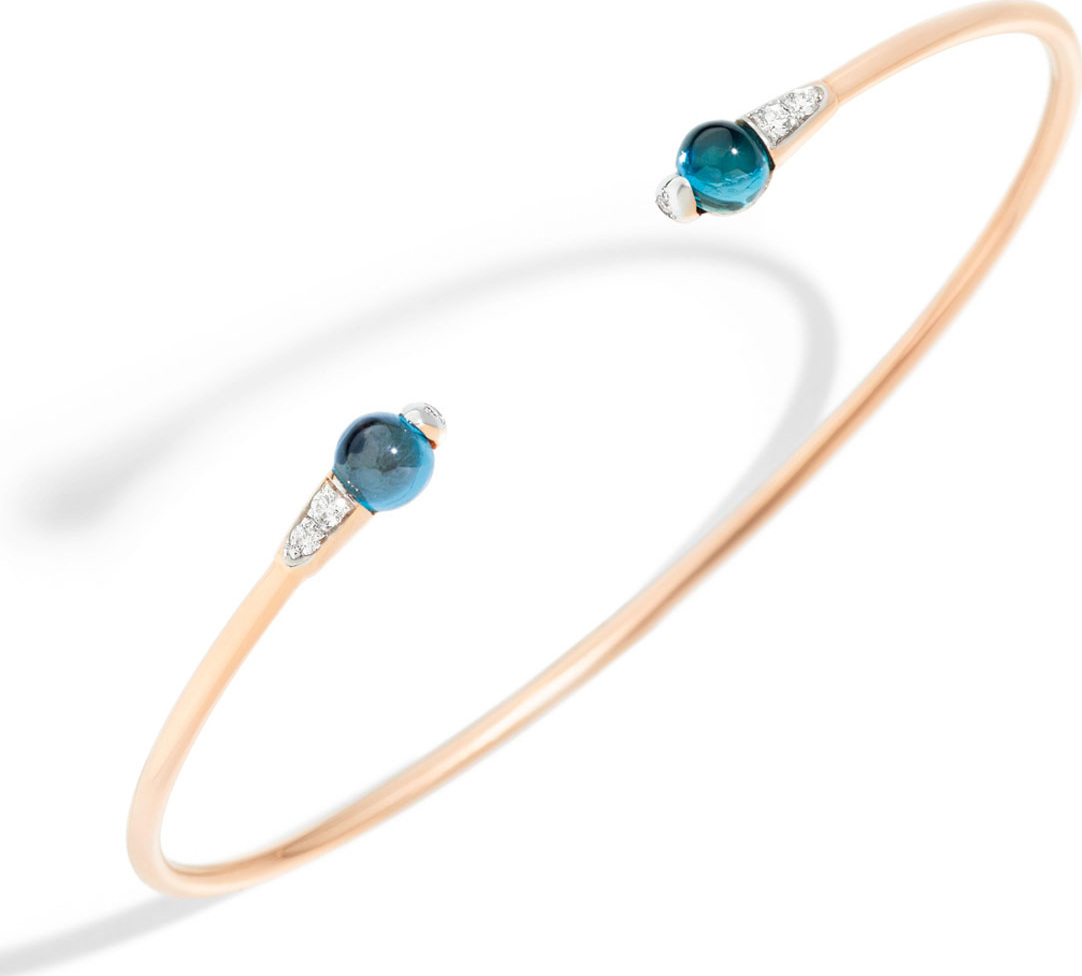 Pomellato 18k M'ama Non M'ama Bangle Bracelet w/ London Blue Topaz & Diamonds