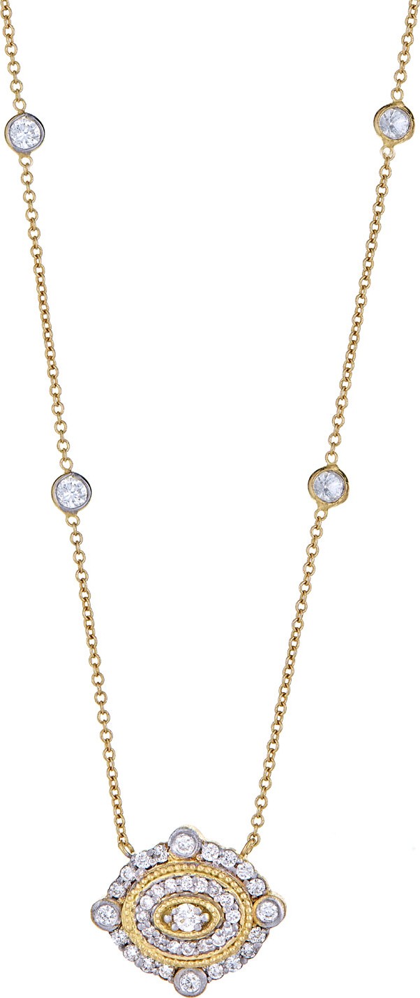 Tanya Farah Art Deco Diamond Pendant Necklace in 18K Gold