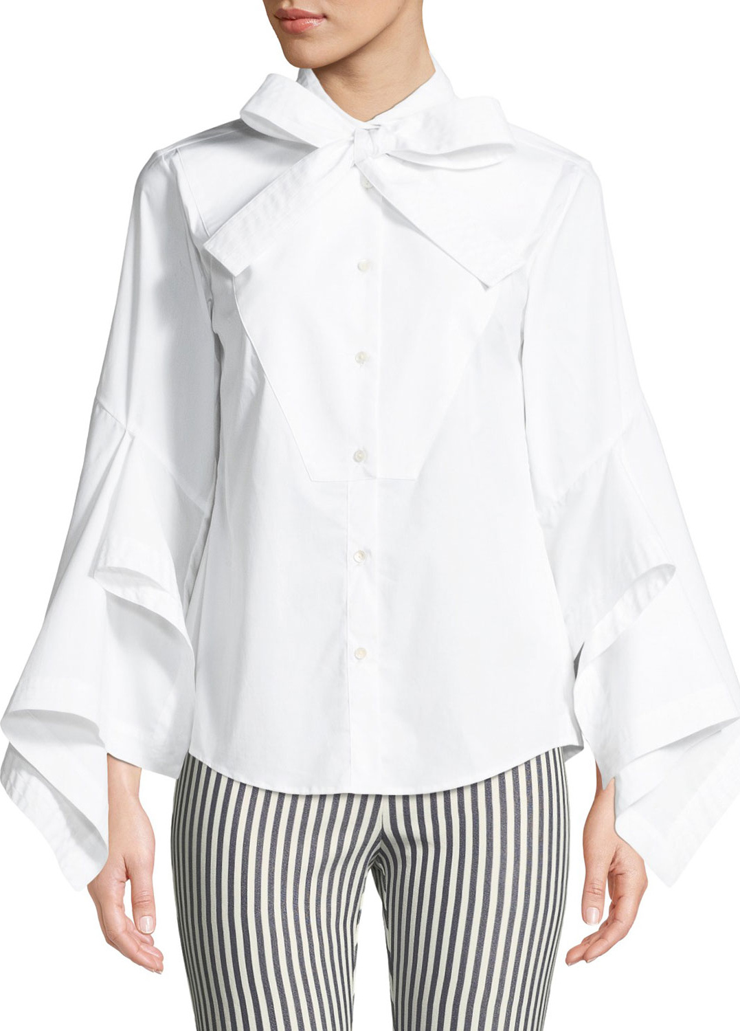 palmer//harding Poplin Bow-Tie Button-Front Blouse