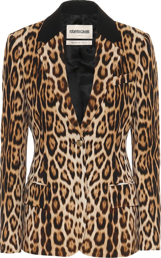 Roberto Cavalli Leopard-print stretch-crêpe blazer