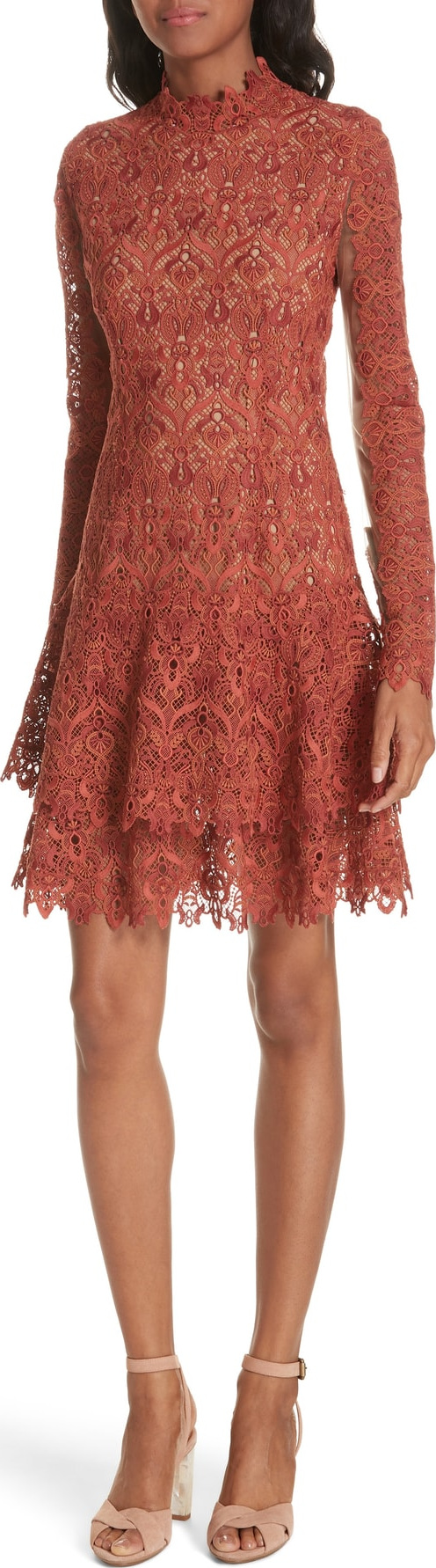 Jonathan Simkhai Guipure Lace Layer Hem Dress