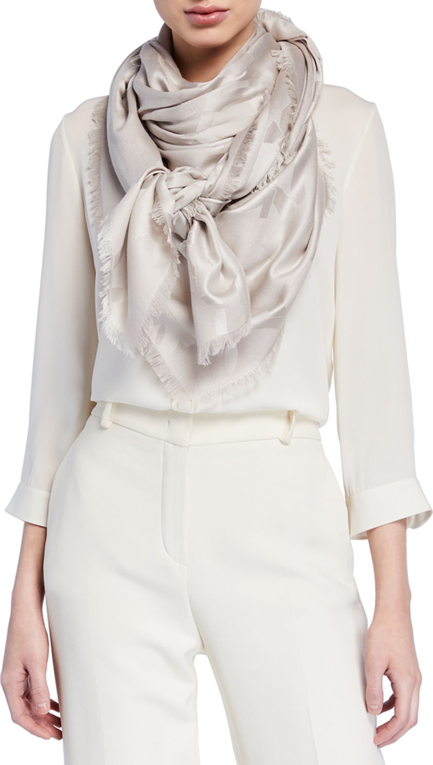 Salvatore Ferragamo Gancio Silk-Wool Square Scarf