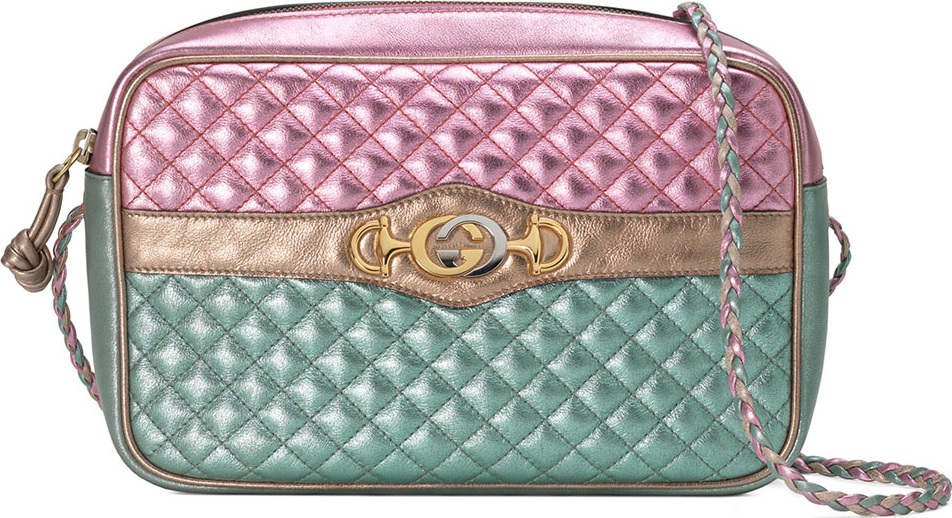 Gucci Small Quilted Metallic Crossbody Camera Bag