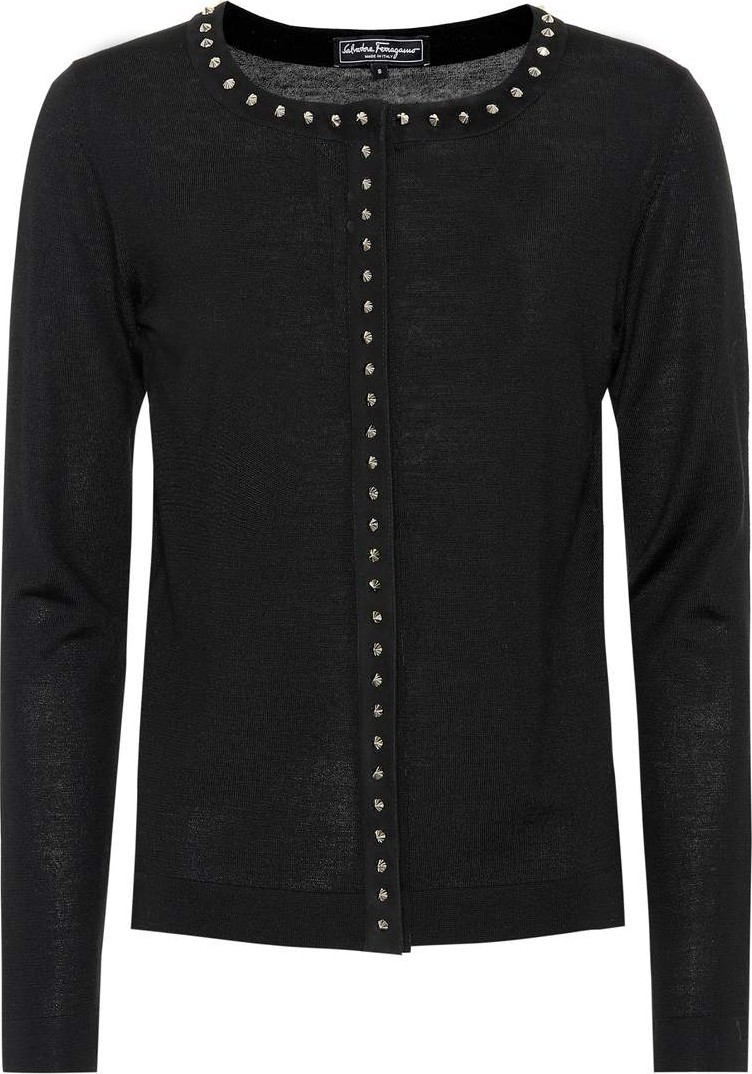 Salvatore Ferragamo Embellished wool cardigan