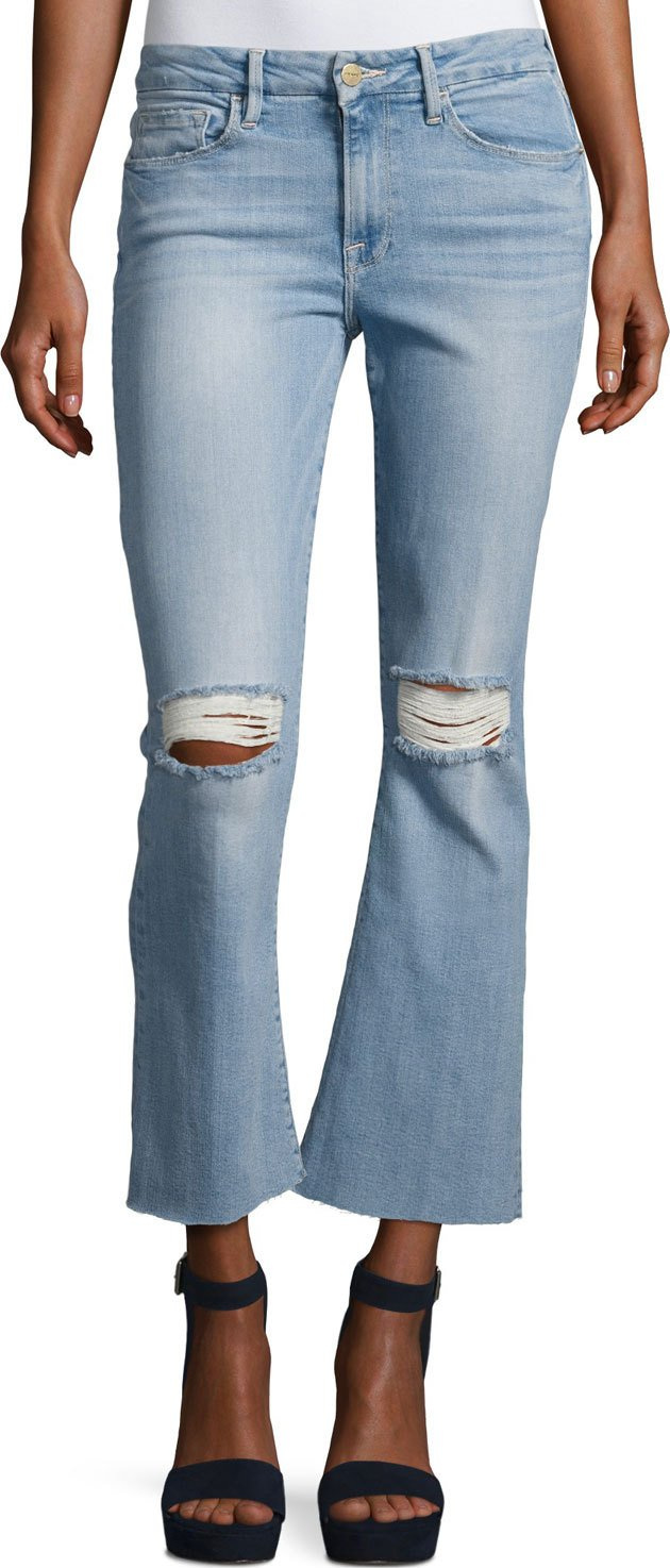 FRAME DENIM Le Crop Mini Boot-Cut Jeans with Raw Edge, Garrn River