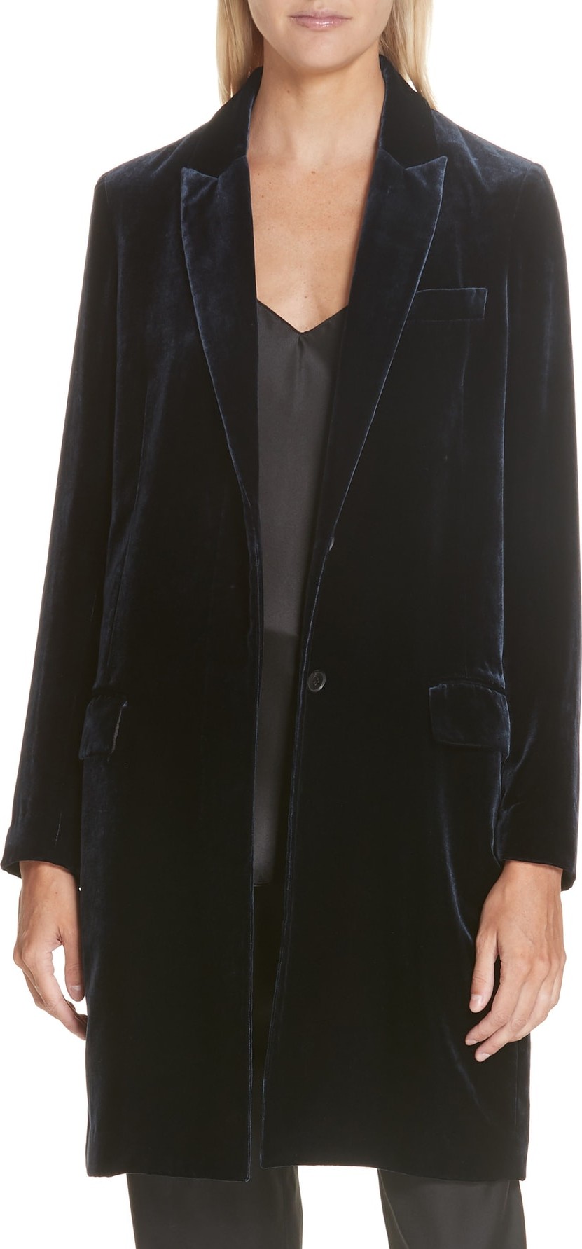 Nili Lotan Reese Velvet Longline Blazer