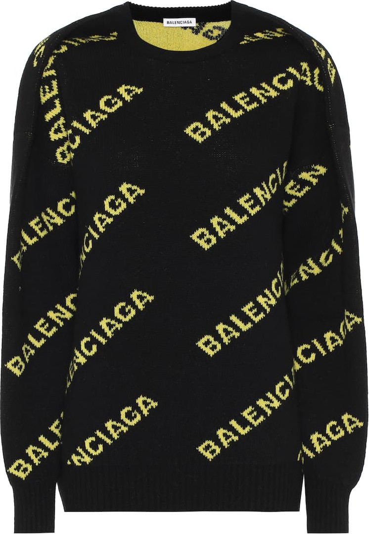 Balenciaga Logo-jacquard wool-blend sweater
