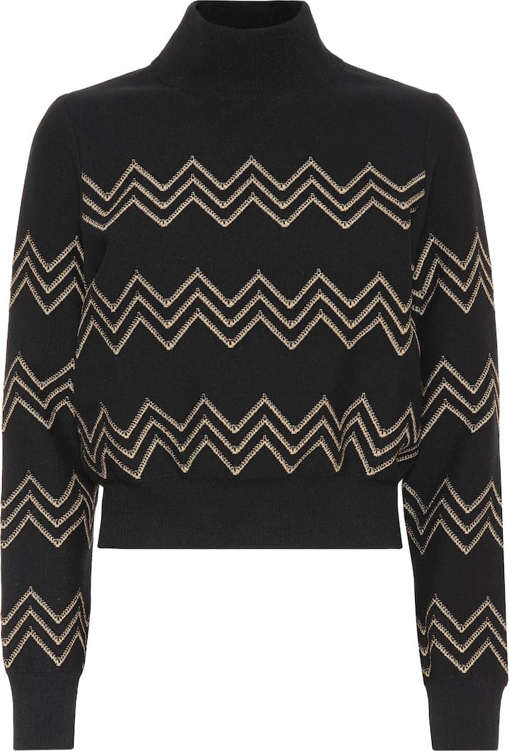 Alaïa Zig-zag wool-blend sweater