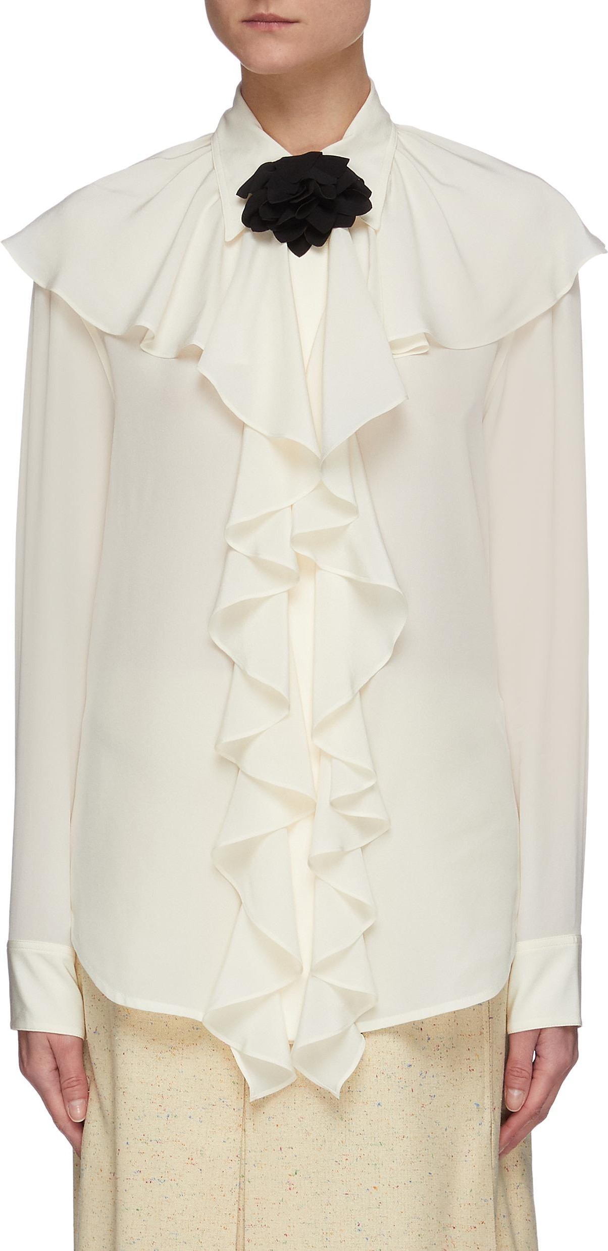 Victoria Beckham Ruffle neck silk blouse Victoria Beckham Ruffle neck silk blouse