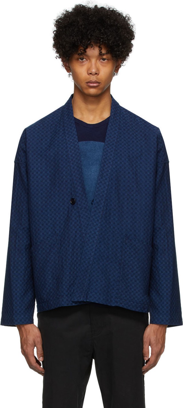 Blue Blue Japan Blue Toriashi Pattern Kimono Cardigan