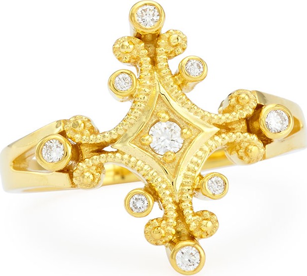 Eli Jewels Aegean 18k Diamond Ring, Size 6.5