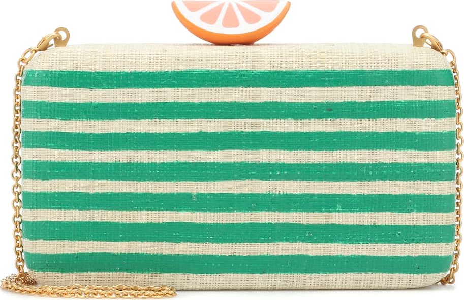 KAYU Beatriz striped raffia clutch
