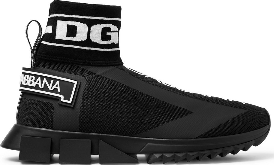 Dolce & Gabbana Sorrento Logo-Print Stretch-Knit Slip-On Sneakers