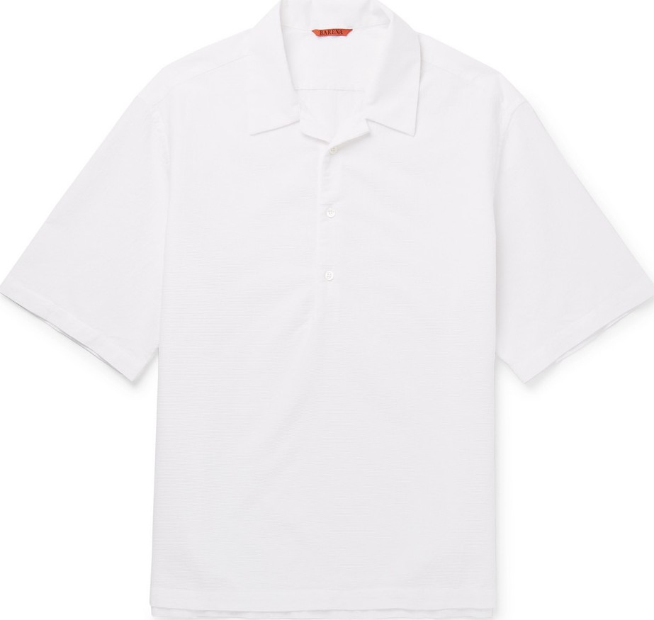 Barena Camp-Collar Honeycomb Cotton Polo Shirt