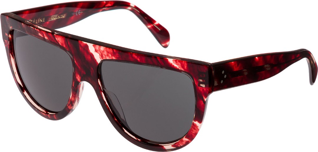 Celine Flattop Monochromatic Shield Sunglasses, Red Pattern