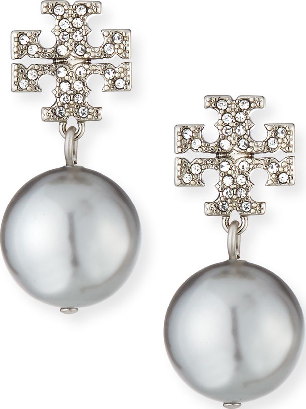 Tory Burch Crystal Pave Pearl Drop Earrings