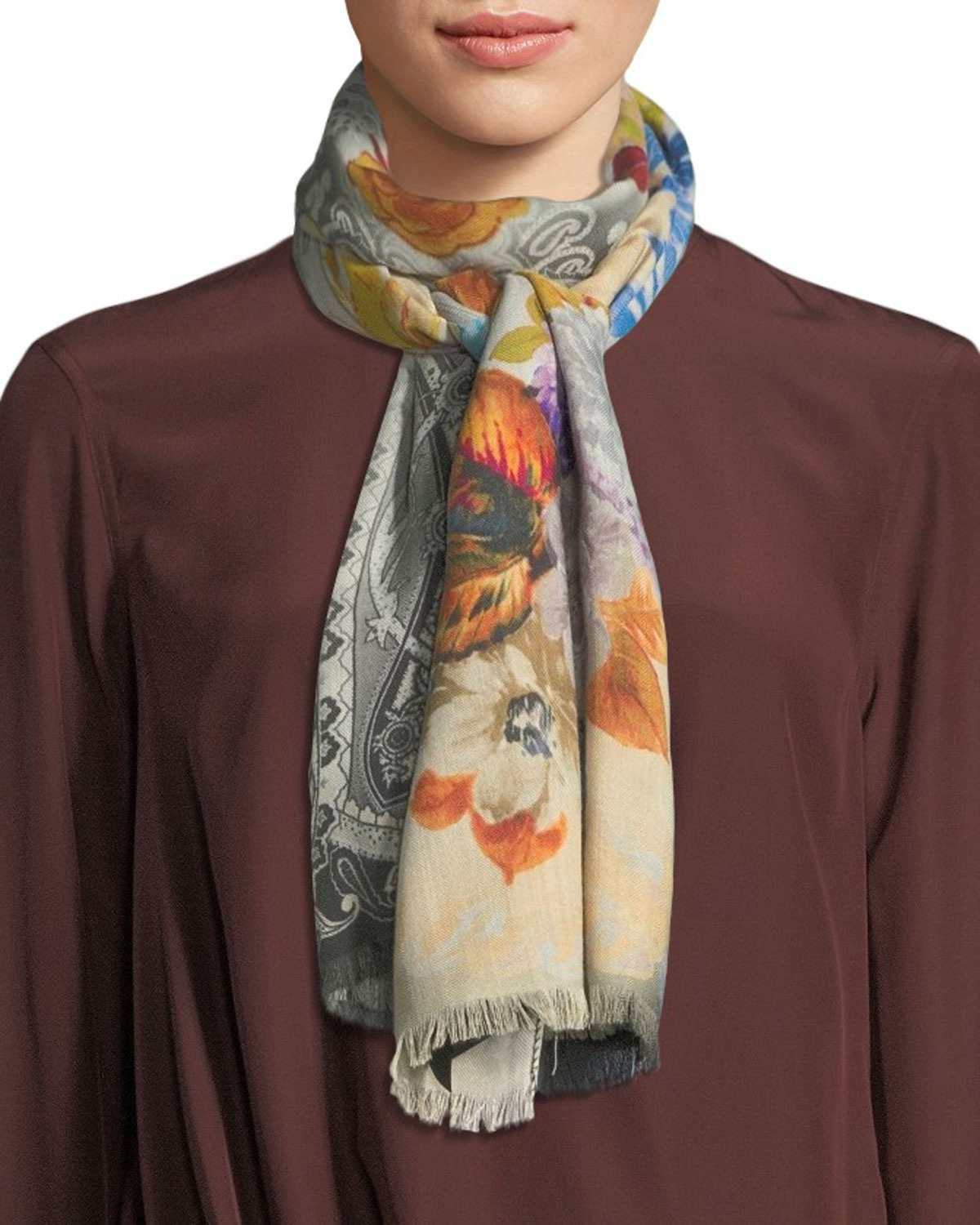 Etro Dehly Classic Paisley & Blooming Floral Scarf