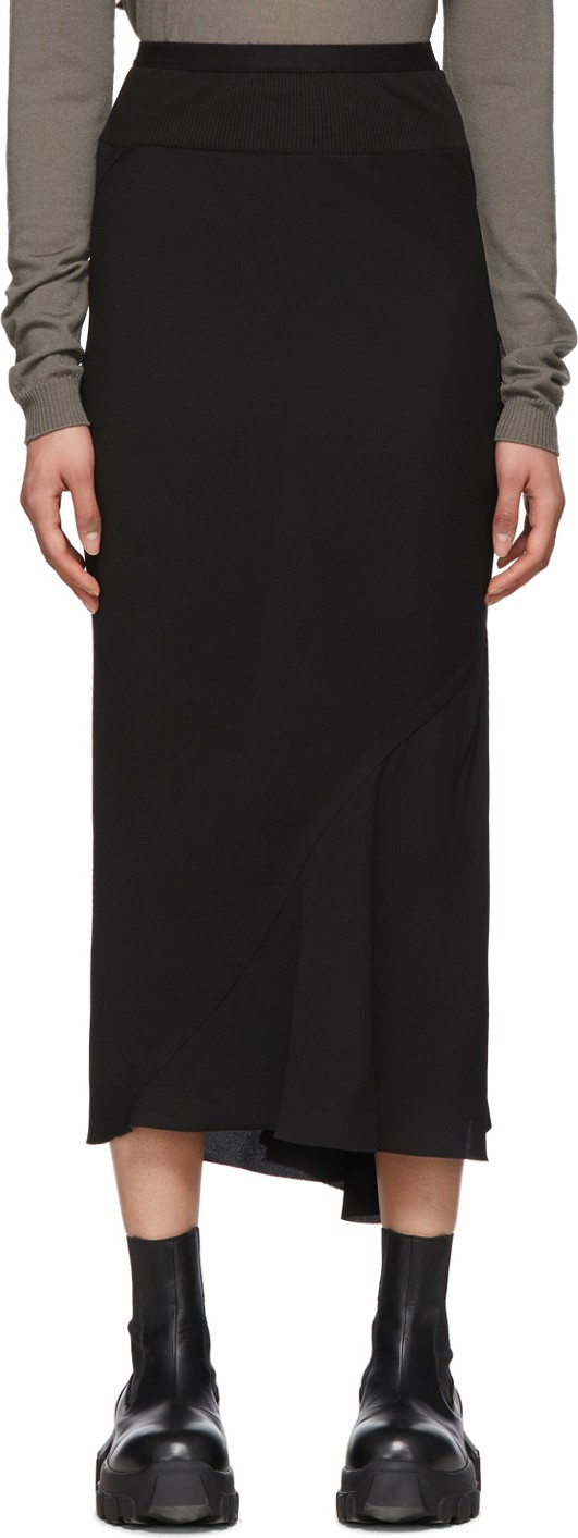 Rick Owens Black Calf Length Skirt