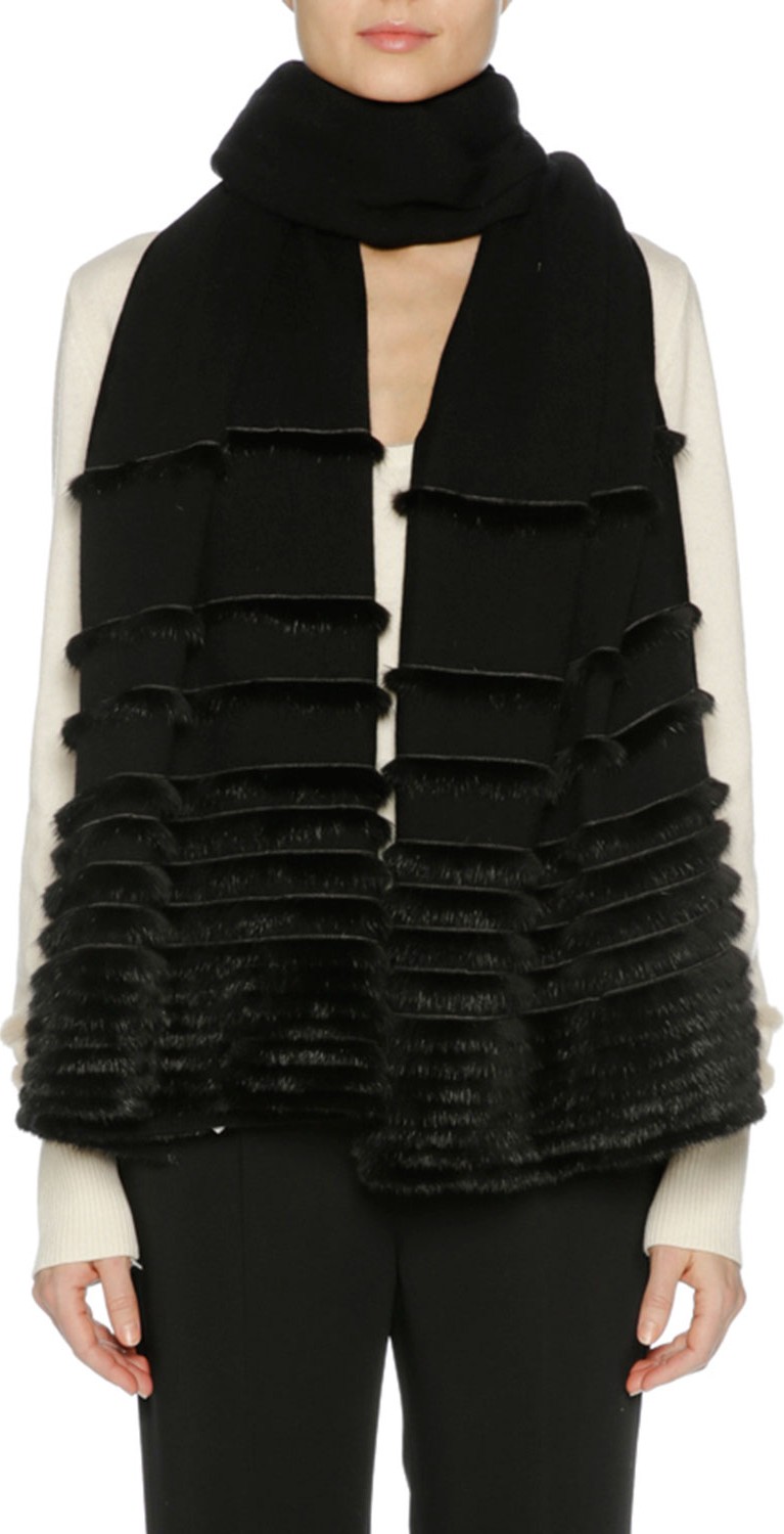 Agnona Cashmere & Mink Fur Stole