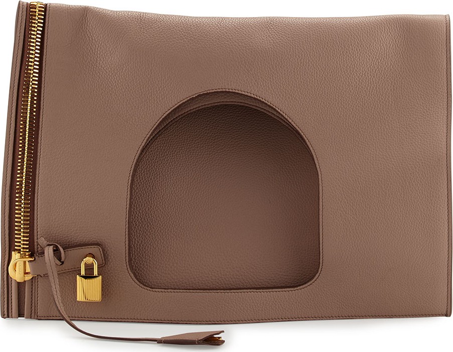 TOM FORD Alix Leather Padlock & Zip Hobo Bag