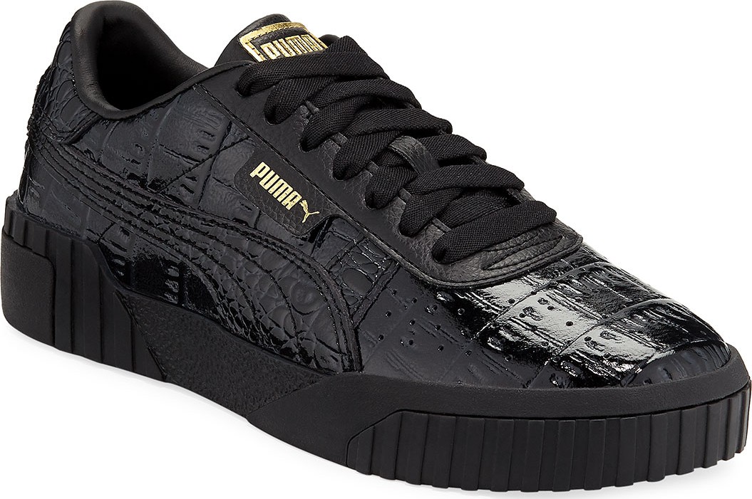 PUMA Cali Croc-Embossed Patent Sneakers
