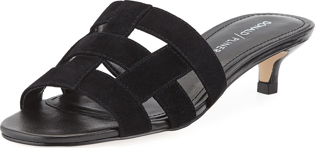 Donald J Pliner Etta Caged Suede Kitten-Heel Mule Sandal