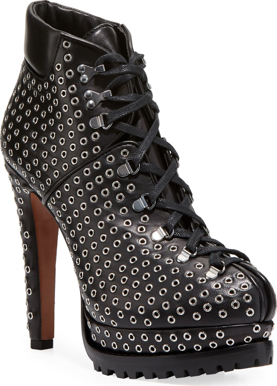 Alaïa Grommet Lace-Up Platform Booties