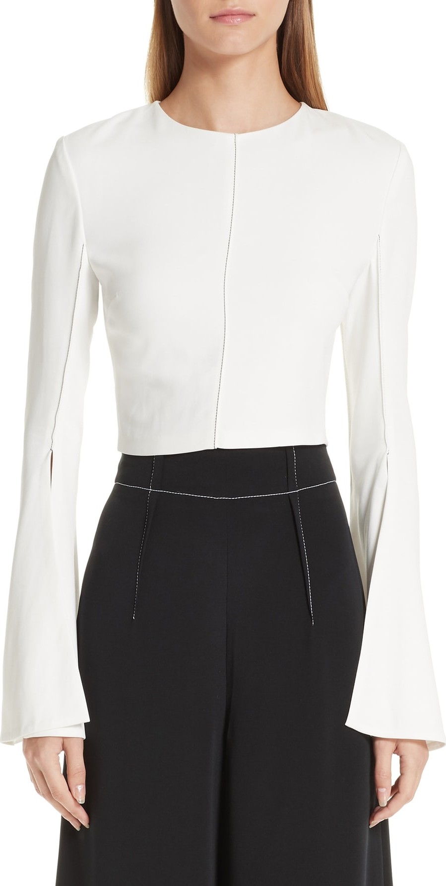 Cushnie Et Ochs Flare Sleeve Crop Top
