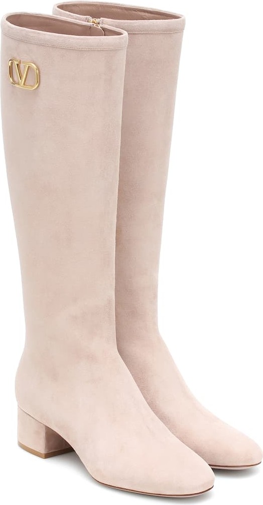 Valentino Valentino Garavani VLOGO suede knee-high boots