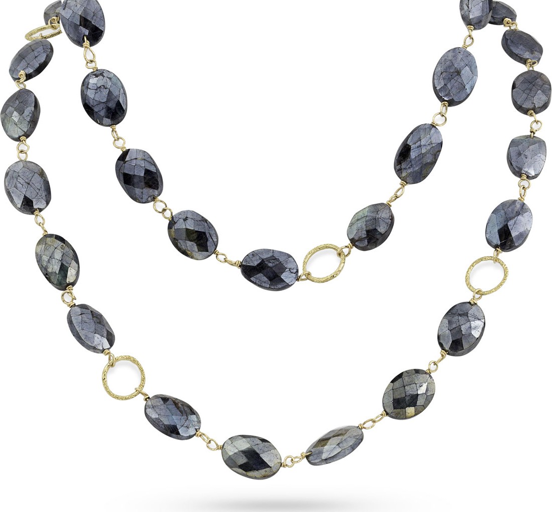 Dominique Cohen 18k Gold Dark Labradorite Long Necklace, 42"L